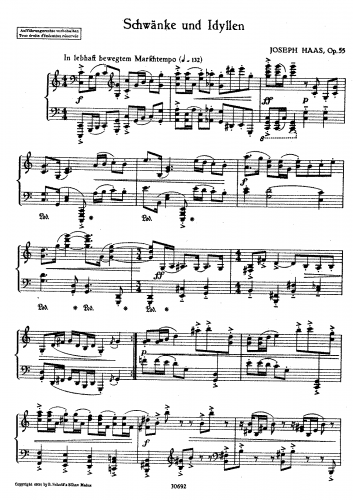 Haas - Schwänke und Idyllen, Op. 55 - Score