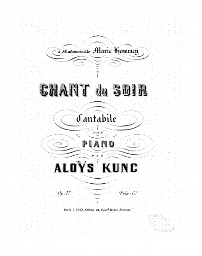 Kunc - Chant du soir - Score