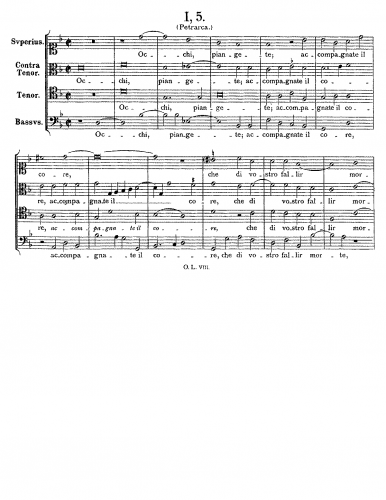 Lassus - Occhi, piangete; accompagnate il core - Score