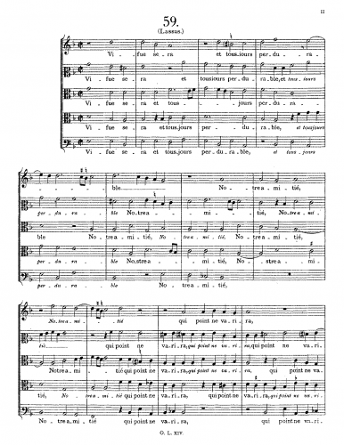 Lassus - Vive sera et toujours perdurable - Score