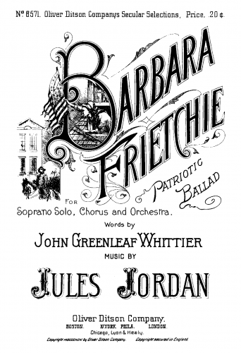 Jordan - Barbara Frietchie - Vocal Score - Score