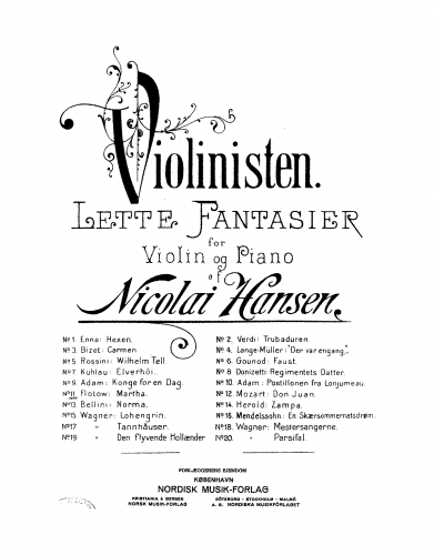 Hansen - Violinisten - Scores and Parts