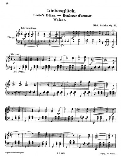 Kaliske - Liebesgluck, Op. 56 - Score