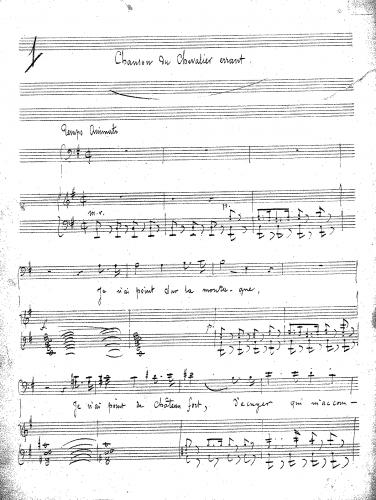 Soubre - Chanson du Chevalier errant - Score