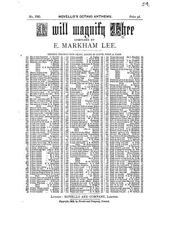 Lee - I Will Magnify Thee, O God - Score