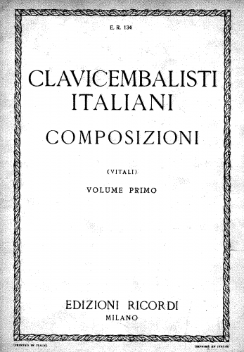 Vitali - Clavicembalisti Italiani - Keyboard Scores Volume 1 - Score