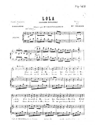 Yradier - Lola - Score