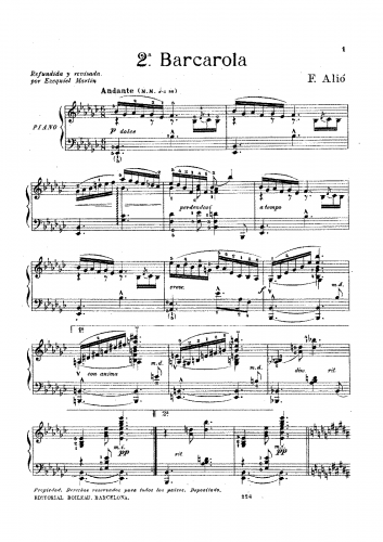 Aliò - Barcarola No. 2 - Score