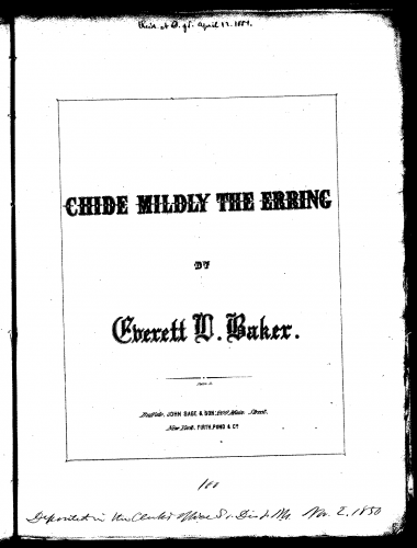 Baker - Chide Mildly the Erring - Score