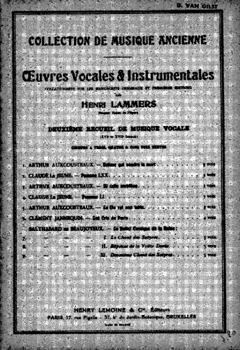 Lammers - Deuxième recueil de musique vocale (XVIe et XVIIe siècles) - Score