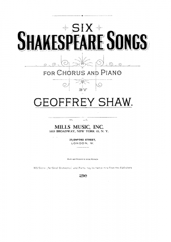 Shaw - Six Shakespeare Songs - Score