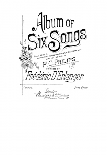 Erlanger - 6 Mélodies - Score