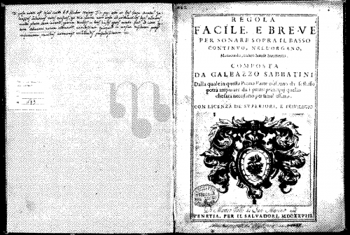 Sabbatini - Regola facile e breve per sonare sopra il basso continuo nell?organo, manacordo o altro simile stromento - Complete book