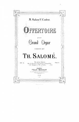 Salomé - Offertoire pour grand orgue - Score