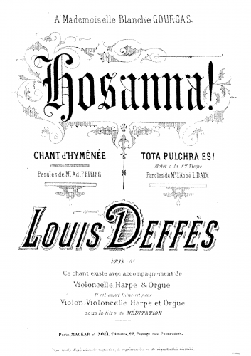 Deffès - Chant d'Hyménée or Tota Pulchra Es - Score