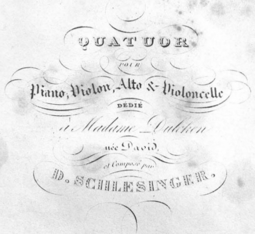 Schlesinger - Piano Quartet