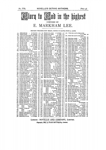 Lee - Glory to God in the Highest - Score