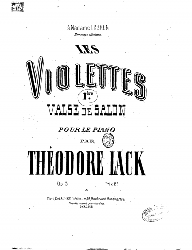 Lack - Les violettes - Piano Score - Score