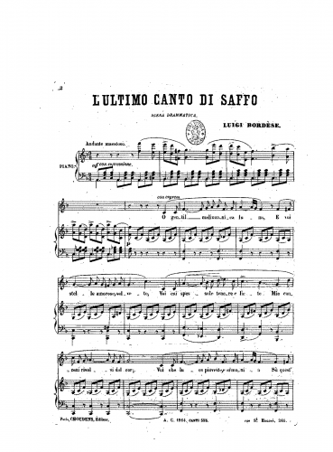 Bordèse - L'ultimo canto di Saffo - Score