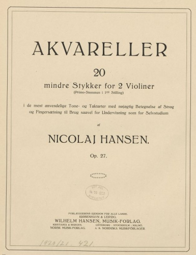 Hansen - Akvareller - Score