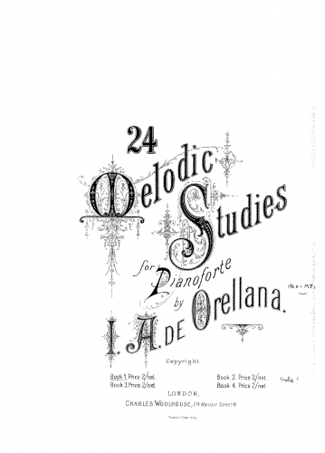 Orellana - 24 Melodic Studies for Pianoforte - Book 1, Studies 1-6