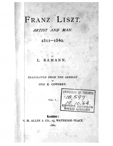 Ramann - Franz Liszt. Als Künstler und Mensch. - Complete Book