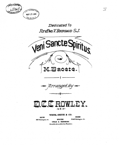 Brosig - Veni Sancte Spiritus - For Mixed Chorus and Organ (Crowley) - Score