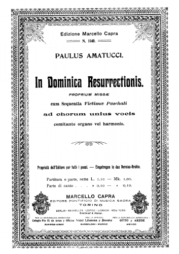 Amatucci - In Dominica Resurrectionis - Vocal Score