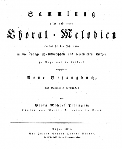 Telemann - Sammlung alter und neuer Choral-Melodien - Score