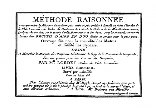 Bordet - Méthode raisonnée pour apprendre la musique - Score