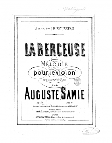 Samie - La berceuse - Scores and Parts