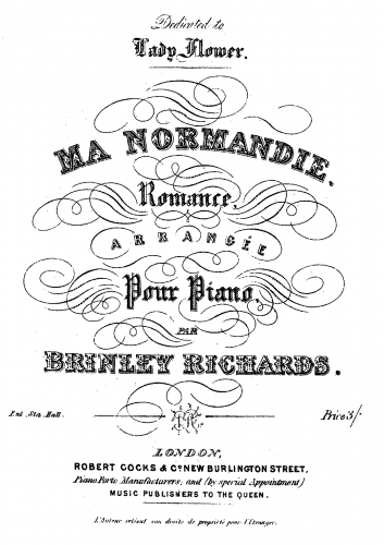 Bérat - Ma Normandie - For Piano solo (Richards) - Score