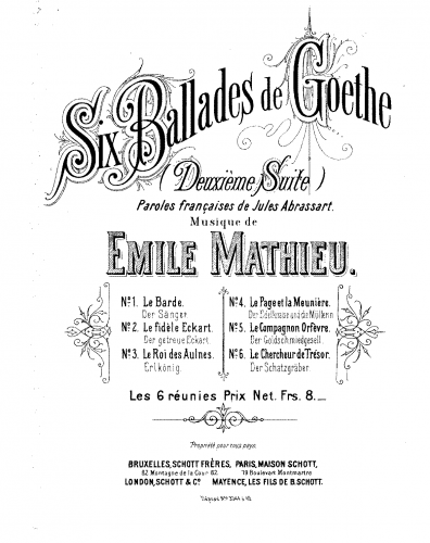 Mathieu - 6 Ballades de Goethe - Score