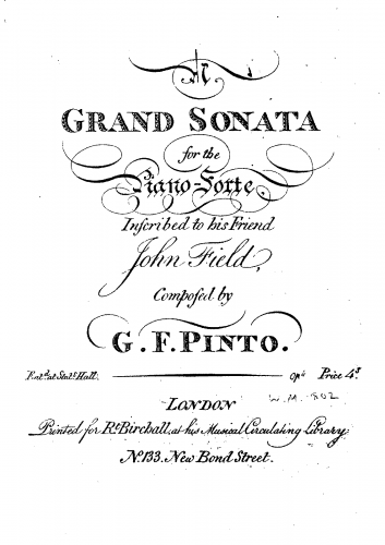 Pinto - Grand Sonata in C minor - Score