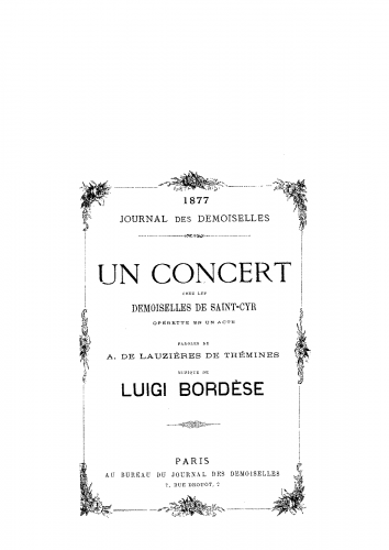 Bordèse - Un concert chez les demoiselles de Saint-Cyr - Vocal Score - Score