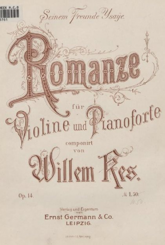 Kes - Romanze, Op. 14 - Piano score