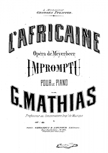 Mathias - L'Africaine - Score