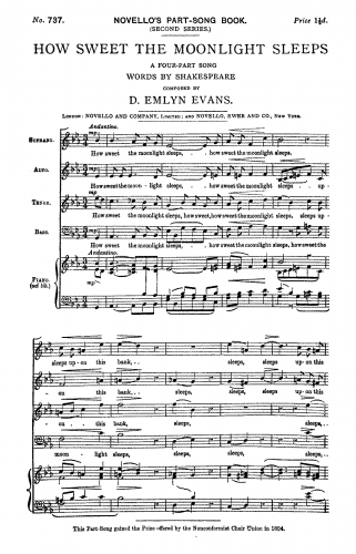 Evans - How Sweet the Moonlight Sleeps - Score