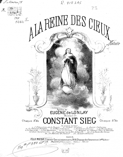 Sieg - Ã la reine des cieux - Score