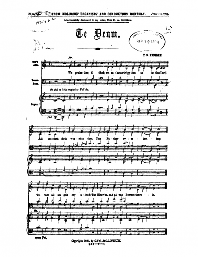 Nedham - Te Deum - Score