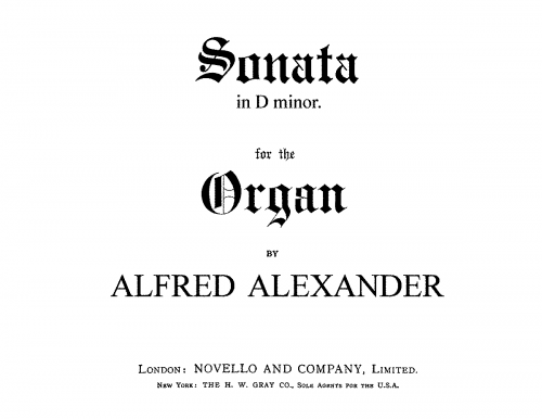 Alexander - Organ Sonata in D minor - Score