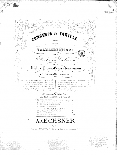 Oechsner - Concerts de famille - Scores and Parts - 20. Berlioz: L'Enfance du Christ: Trio and Chorus