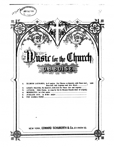 Boise - Te Deum Laudamus in G major - Score