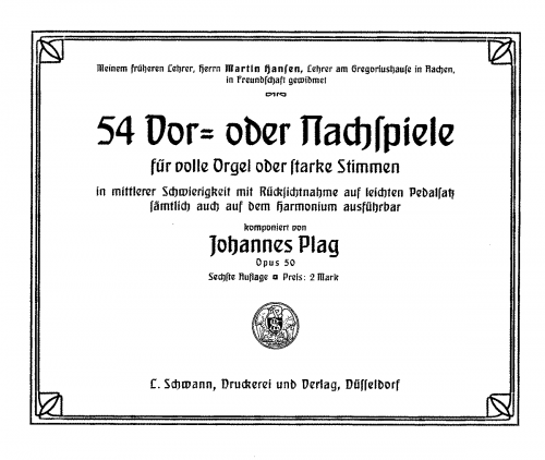 Plag - 54 Vor oder Nachspiele - Score