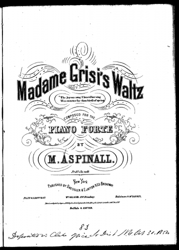 Aspinall - Madame Grisi's Waltz - Score