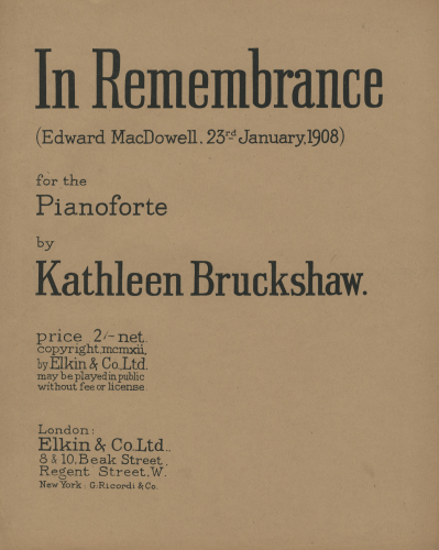 Bruckshaw - In Remembrance - Score