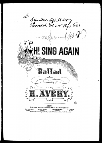 Avery - Ah! Sing Again - Score