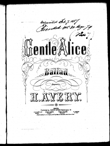 Avery - Gentle Alice - Score