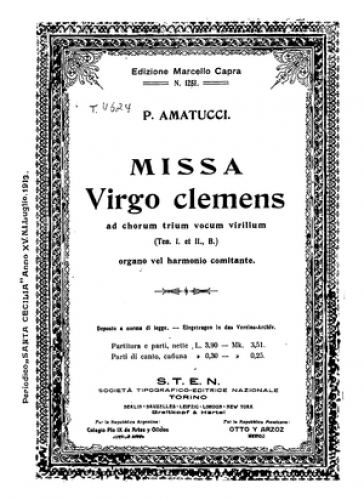 Amatucci - Missa Virgo Clemens ad chorum trium vocum virilium - Score