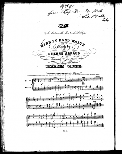 Arnaud - Hand in Hand Waltz - For Piano solo (Grobe) - Score